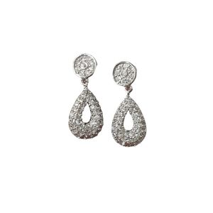 Sterling Silver CZ dangle teardrop hoop earrings 🆕